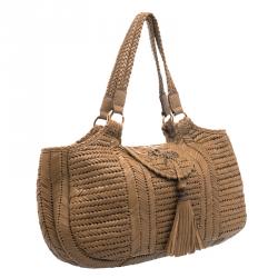 Pre Owned Anya Hindmarch Brown Woven Leather Neeson Tote
