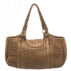 Pre Owned Anya Hindmarch Brown Woven Leather Neeson Tote