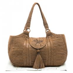 Pre Owned Anya Hindmarch Brown Woven Leather Neeson Tote