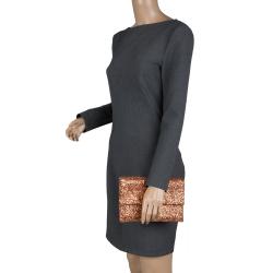Pre Owned Anya Hindmarch Bronze Glitter Valorie Clutch