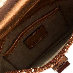 Pre Owned Anya Hindmarch Bronze Glitter Valorie Clutch