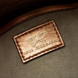 Pre Owned Anya Hindmarch Bronze Glitter Valorie Clutch