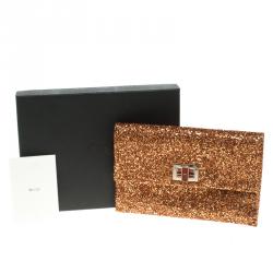 Pre Owned Anya Hindmarch Bronze Glitter Valorie Clutch