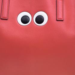 Pre Owned Anya Hindmarch Red Leather Maxi Victory Featherweight Ebury Tote