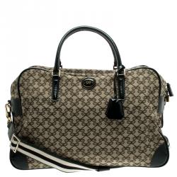 Anya Hindmarch Beige/Green Iconic Lattice Print Canvas Weekender 