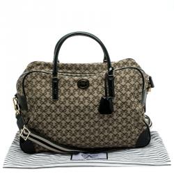 Anya Hindmarch Beige/Green Iconic Lattice Print Canvas Weekender 