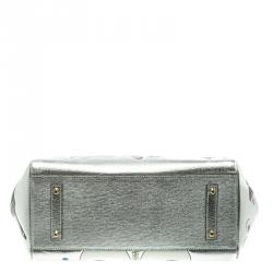 Pre Owned Anya Hindmarch Silver Leather Small All Over Stickers Tote