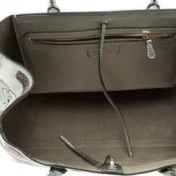 Pre Owned Anya Hindmarch Silver Leather Small All Over Stickers Tote