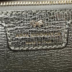 Pre Owned Anya Hindmarch Silver Leather Small All Over Stickers Tote