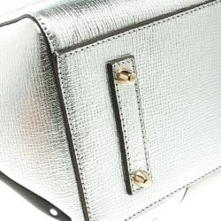 Pre Owned Anya Hindmarch Silver Leather Small All Over Stickers Tote