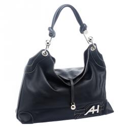 Pre Owned Anya Hindmarch Black Leather Elrod Hobo