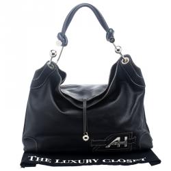Pre Owned Anya Hindmarch Black Leather Elrod Hobo
