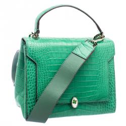 Pre Owned Anya Hindmarch Emerald Alligator Bathurst Bag