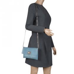 Pre Owned Anya Hindmarch Matte Blue Rubber Valorie Chain Clutch