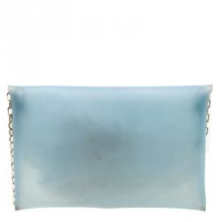 Pre Owned Anya Hindmarch Matte Blue Rubber Valorie Chain Clutch