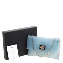 Pre Owned Anya Hindmarch Matte Blue Rubber Valorie Chain Clutch