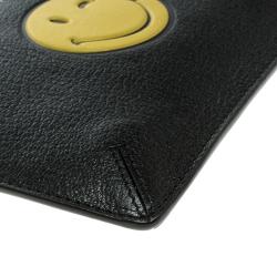 Anya Hindmarch Back Leather Wink Smiley Zip Top Pouch