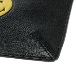 Anya Hindmarch Back Leather Wink Smiley Zip Top Pouch