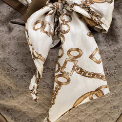 Pre Owned Anya Hindmarch Dark Beige Canvas and Leather Scarf Hobo