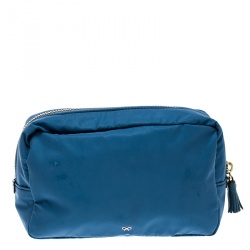 Pre Owned Anya Hindmarch Blue Nylon Space Invader Cosmetic Pouch