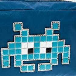 Pre Owned Anya Hindmarch Blue Nylon Space Invader Cosmetic Pouch