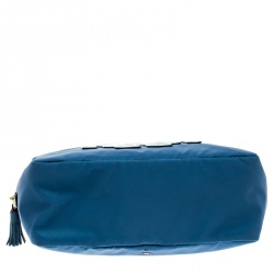 Pre Owned Anya Hindmarch Blue Nylon Space Invader Cosmetic Pouch