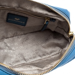 Pre Owned Anya Hindmarch Blue Nylon Space Invader Cosmetic Pouch