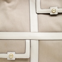 Pre Owned Anya Hindmarch Beige/Off White Fabric and Leather Hobo