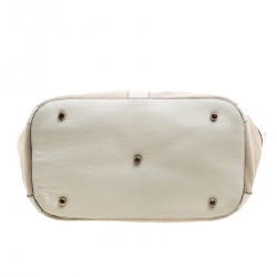 Pre Owned Anya Hindmarch Beige/Off White Fabric and Leather Hobo