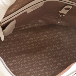 Pre Owned Anya Hindmarch Beige/Off White Fabric and Leather Hobo