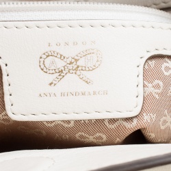 Pre Owned Anya Hindmarch Beige/Off White Fabric and Leather Hobo