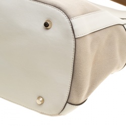 Pre Owned Anya Hindmarch Beige/Off White Fabric and Leather Hobo