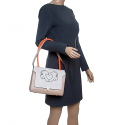 Pre Owned Anya Hindmarch Beige/ Off White Leather Small Bathurst Satchel