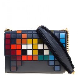 Pre Owned Anya Hindmarch Multicolor Leather Ephson Space Invaders Shoulder Bag