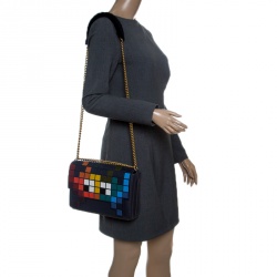 Pre Owned Anya Hindmarch Multicolor Leather Ephson Space Invaders Shoulder Bag