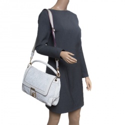 Pre Owned Anya Hindmarch White Woven Leather Top Handle Bag