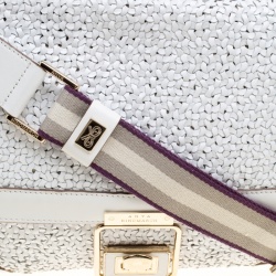 Pre Owned Anya Hindmarch White Woven Leather Top Handle Bag