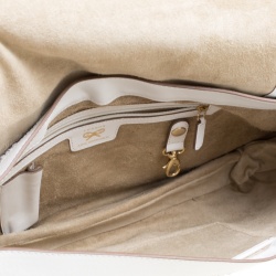Pre Owned Anya Hindmarch White Woven Leather Top Handle Bag