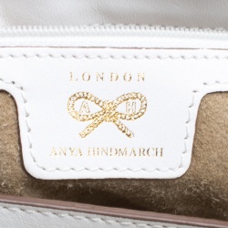 Pre Owned Anya Hindmarch White Woven Leather Top Handle Bag