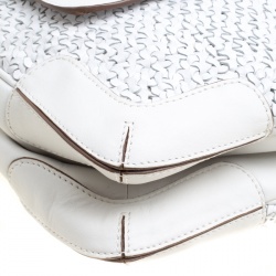 Pre Owned Anya Hindmarch White Woven Leather Top Handle Bag