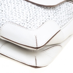 Pre Owned Anya Hindmarch White Woven Leather Top Handle Bag