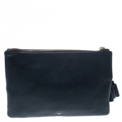 Pre Owned  Anya Hindmarch Navy Blue Leather Georgiana Big Eyes Clutch 