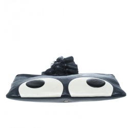 Pre Owned  Anya Hindmarch Navy Blue Leather Georgiana Big Eyes Clutch 