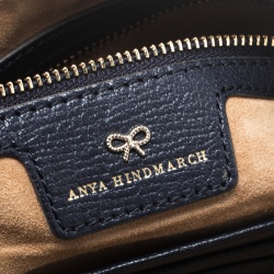 Pre Owned  Anya Hindmarch Navy Blue Leather Georgiana Big Eyes Clutch 