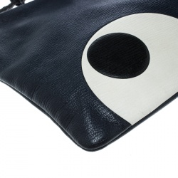 Pre Owned  Anya Hindmarch Navy Blue Leather Georgiana Big Eyes Clutch 