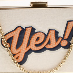 Pre Owned Anya Hindmarch White Leather Imperial Yes / No Box Clutch