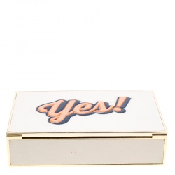 Pre Owned Anya Hindmarch White Leather Imperial Yes / No Box Clutch