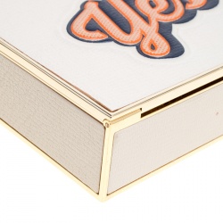 Pre Owned Anya Hindmarch White Leather Imperial Yes / No Box Clutch