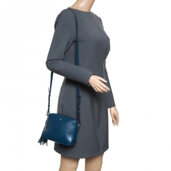 Pre Owned Anya Hindmarch Blue Leather Smiley Crossbody Bag