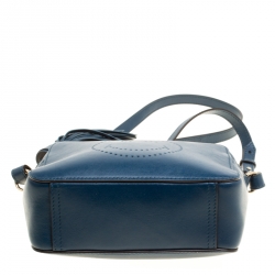 Pre Owned Anya Hindmarch Blue Leather Smiley Crossbody Bag